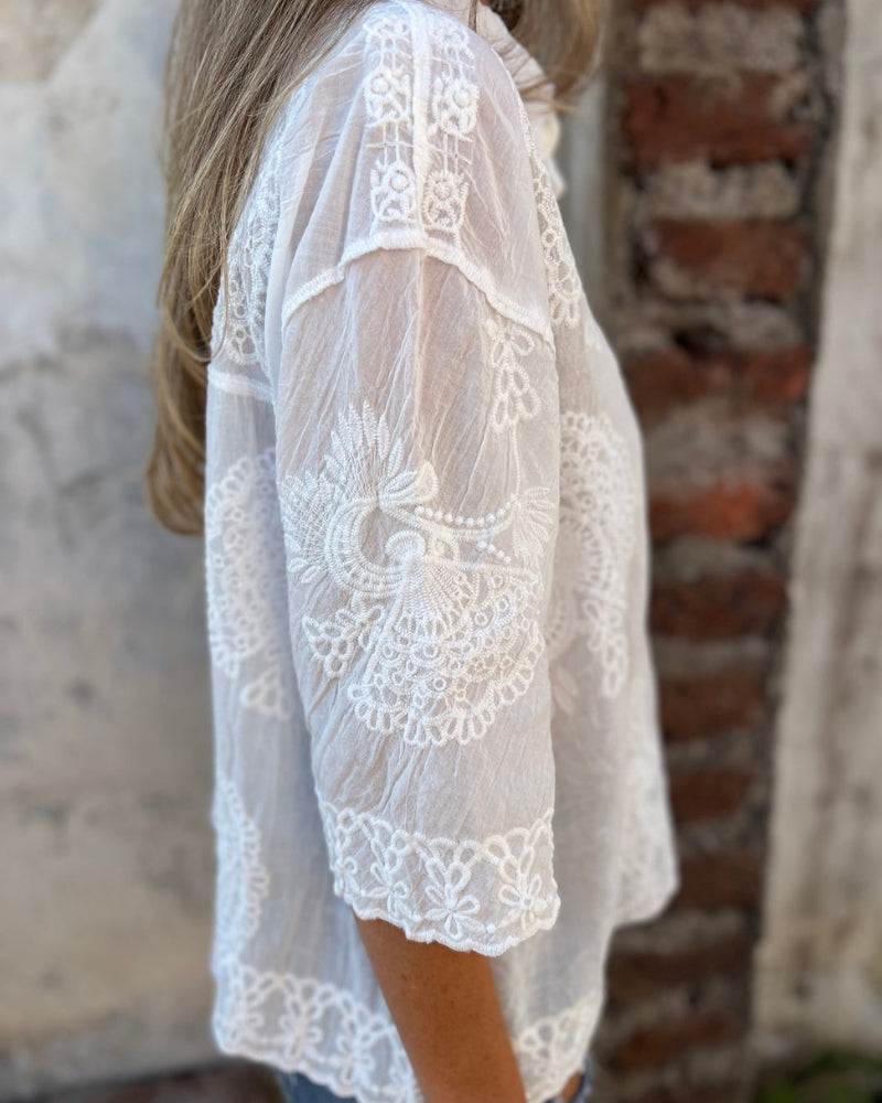 Izzy Lace Embroidered Blouse