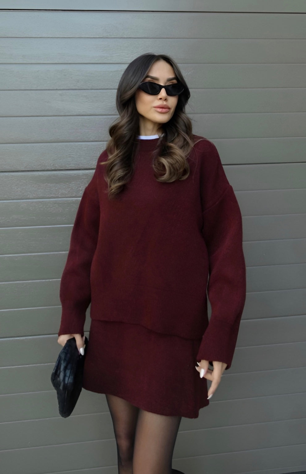 Chic Layered Sweater & Skirt Set