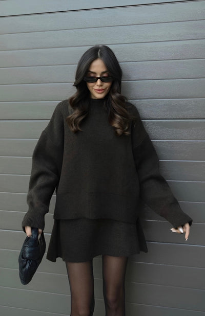 Chic Layered Sweater & Skirt Set