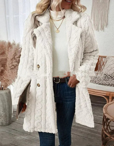 Cora Cable-Knit Teddy Coat