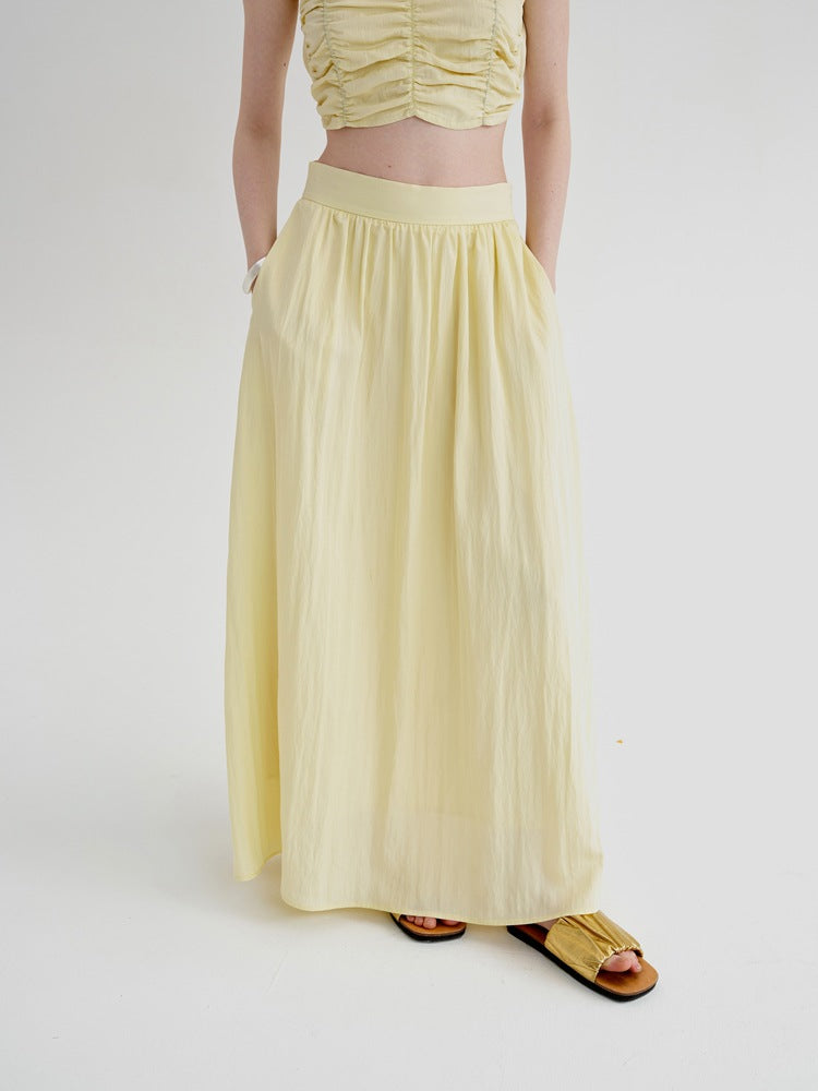 Long Pleated Light Skirt