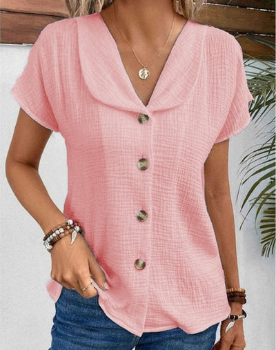 Isla Cotton Button-Up Blouse