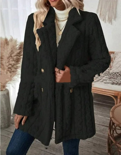 Cora Cable-Knit Teddy Coat