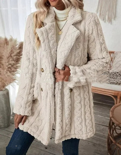 Cora Cable-Knit Teddy Coat