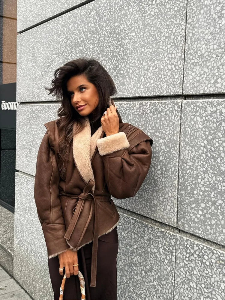 Shearling Wrap Coat