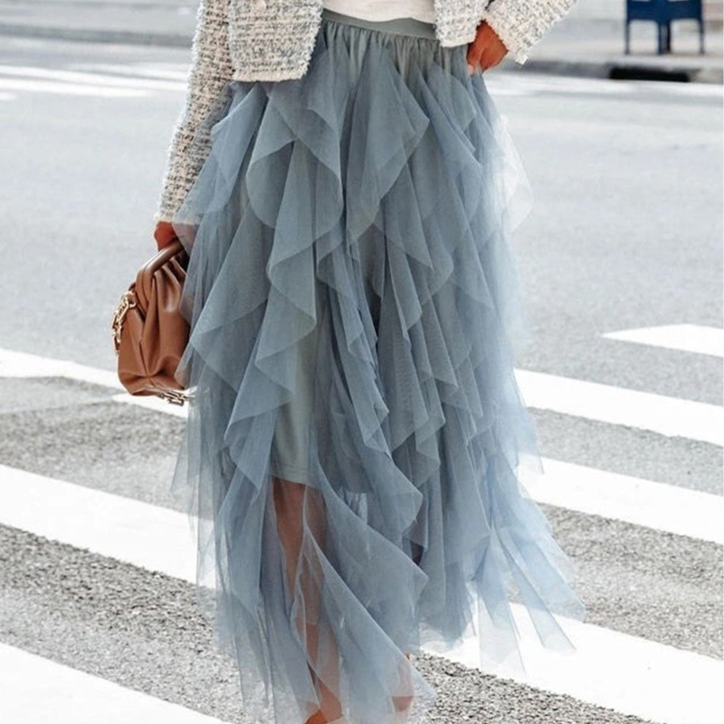 Mesh Tulle Midi Skirt