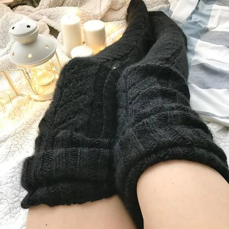 Cozy Cable Knit Over-the-Knee Socks