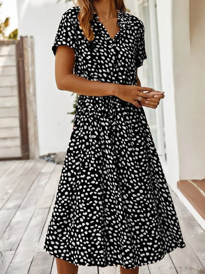 Ana Printed V-Neck Dress