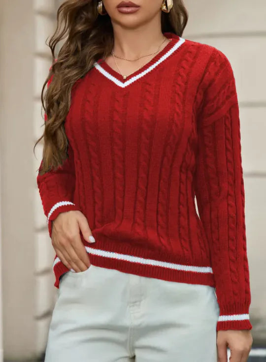 Emerson V-Neck Cable Knit Sweater